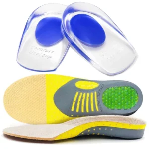 Kit 2 Pares Palmilhas Ortopédica dor na sola do pé dor no calcanhar - Bege+Vermelho