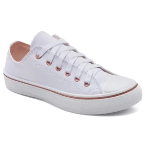 Tênis Branco Feminino Casual Caminhada Leve e Confortável Vintage - Branco