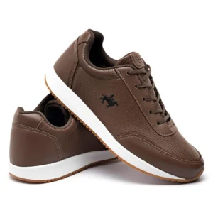 Sapatenis Masculino Branco Tênis Casual Polo Vili para Dia a Dia - Café